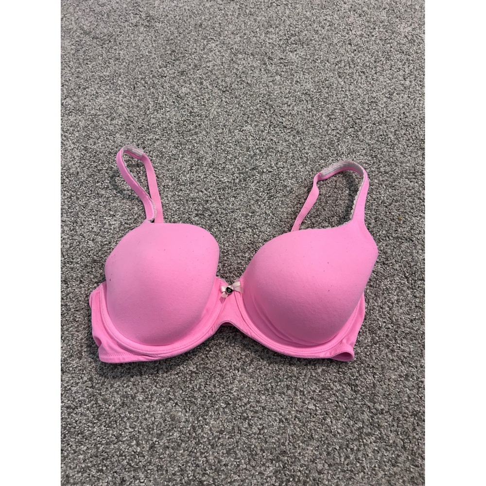 Victorias Secret Body by Victoria Lined Demi Bra Pink 36D Heart Charm Underwire